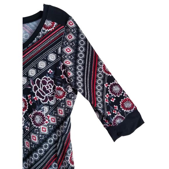 Rabbit Rabbit Rabbit Designs 14 16 Midi Dress Embroidered Fabric Black Red White - Picture 5 of 7